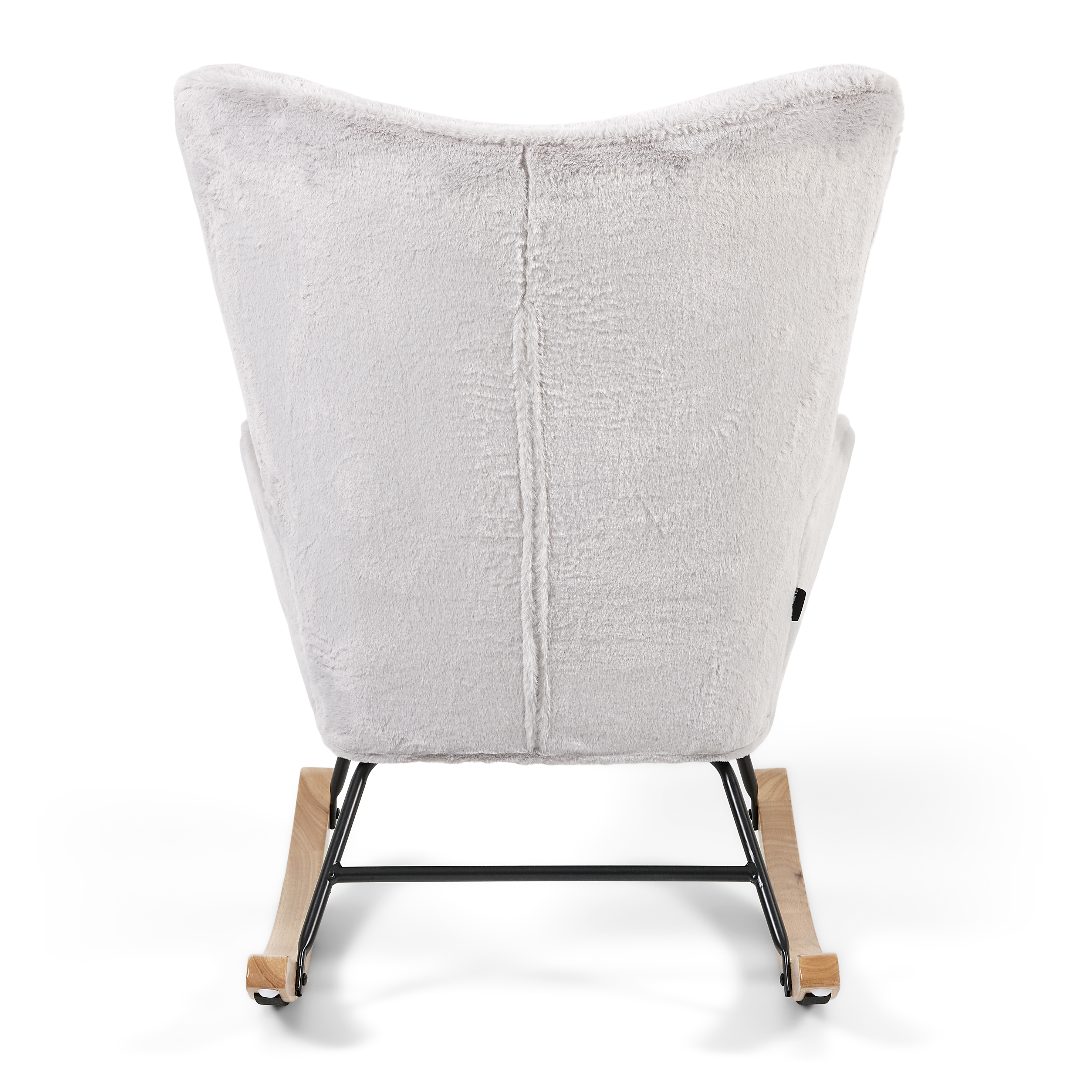 Rocking Chair Mama - Grey Faux Fur & Natural Wood