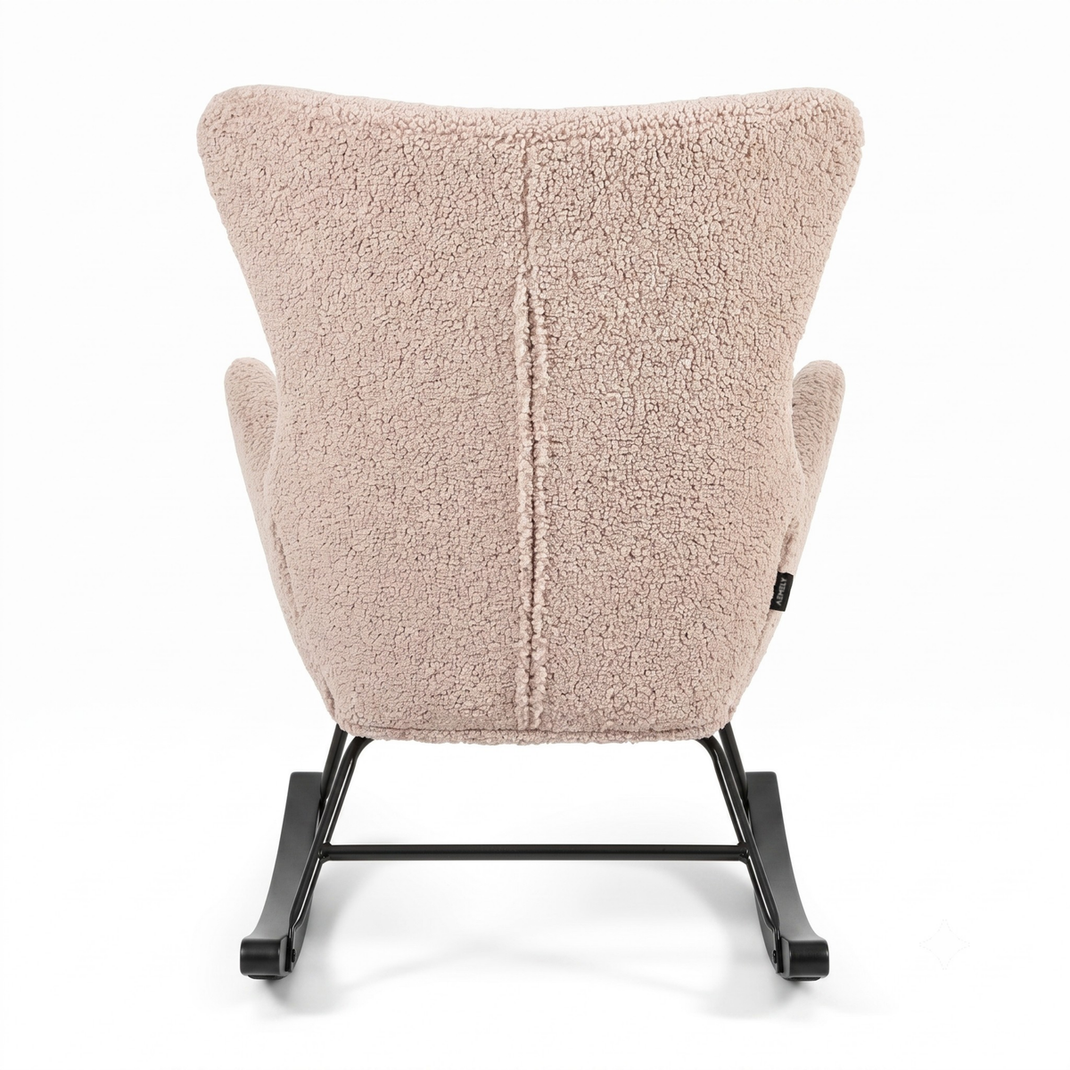 Aemely® Schaukelstuhl Nord - Beige Taupe Raw Teddy & Schwarze Holzkufen