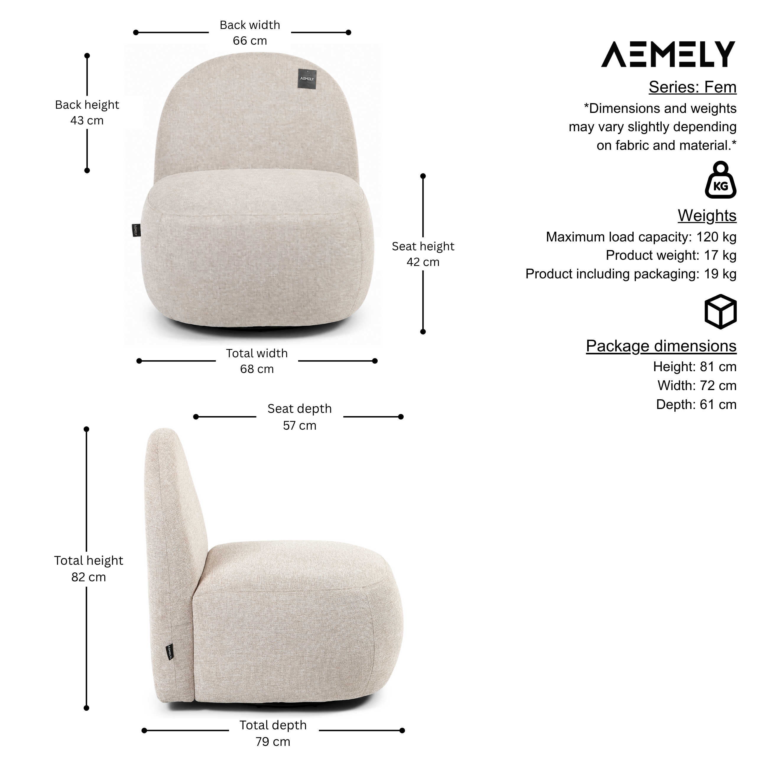 Aemely® Fem 360° Lounge-Drehsessel