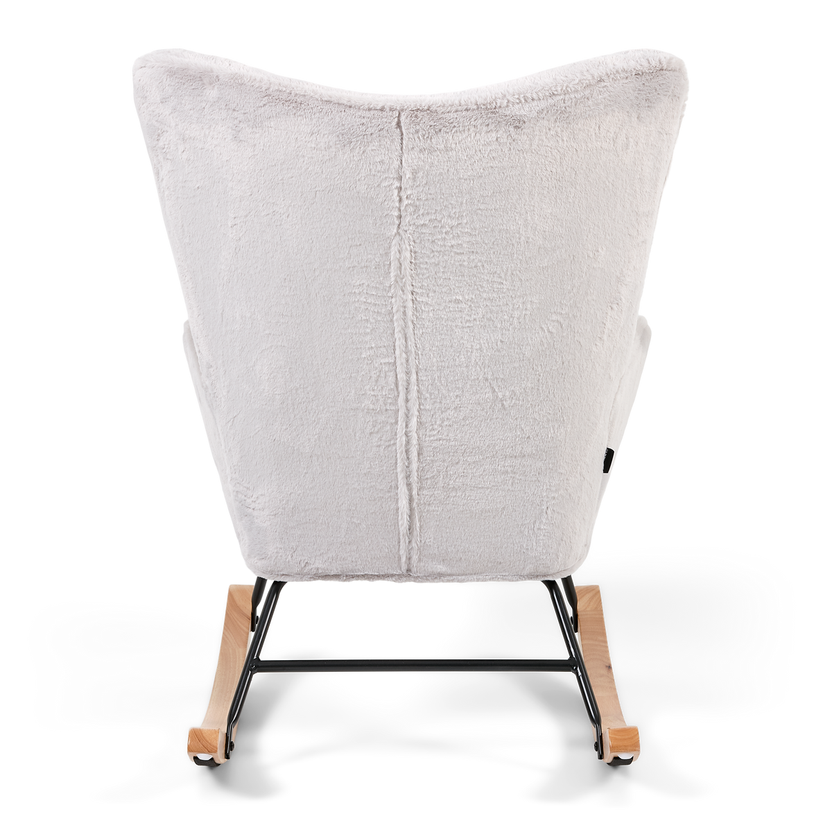 Rocking Chair Mama - Grey Faux Fur & Natural Wood