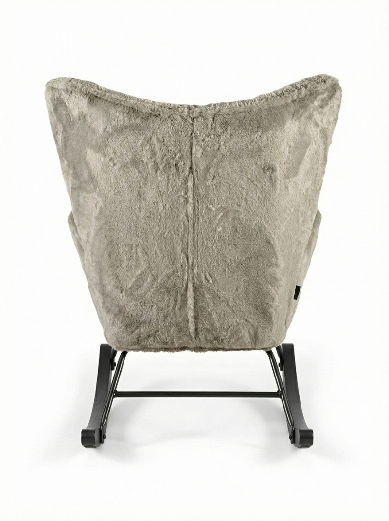 Rocking Chair Mama - Olive Green Faux Fur & Black Wood