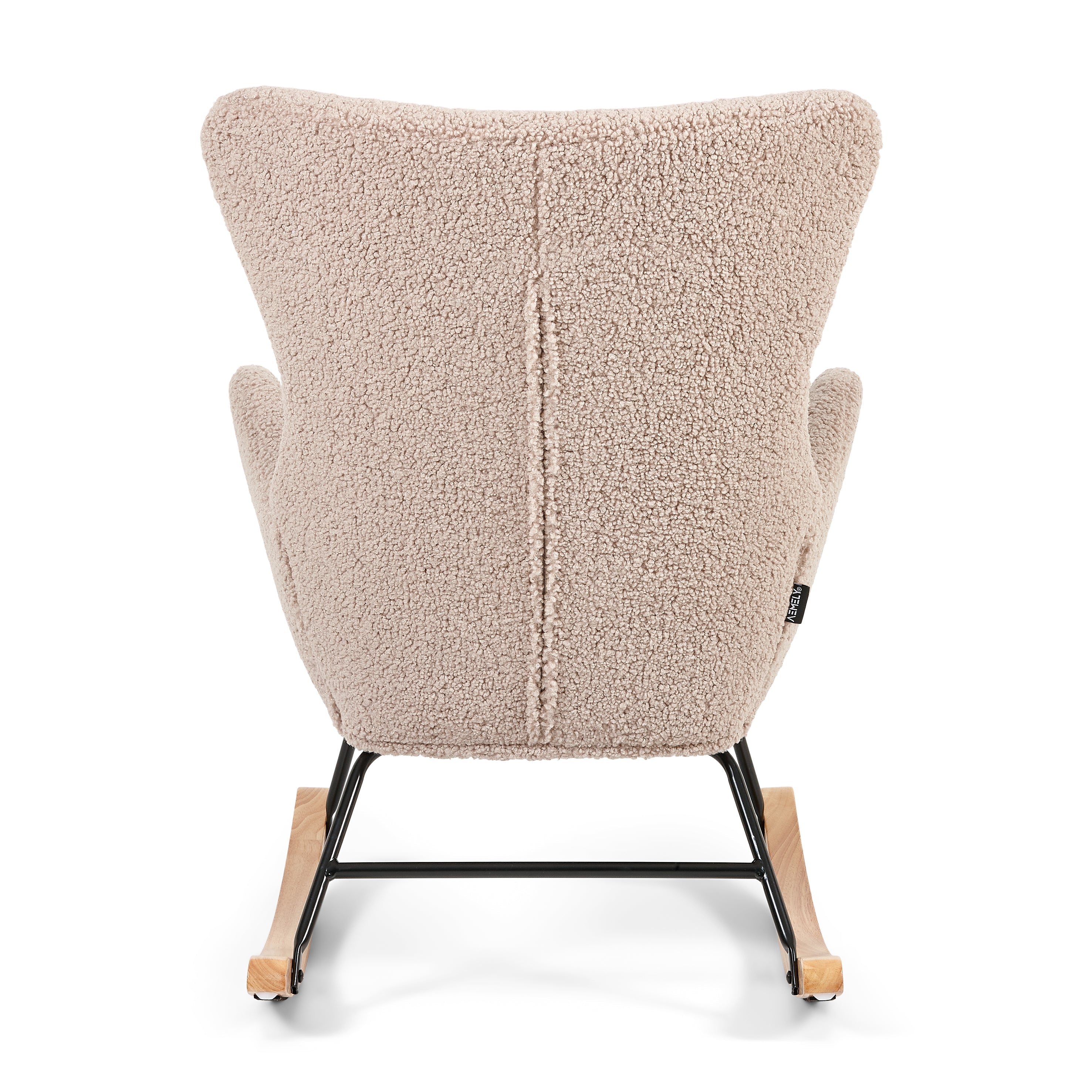 Aemely® Schommelstoel Nord - Beige Taupe Raw Teddy & Blank Hout