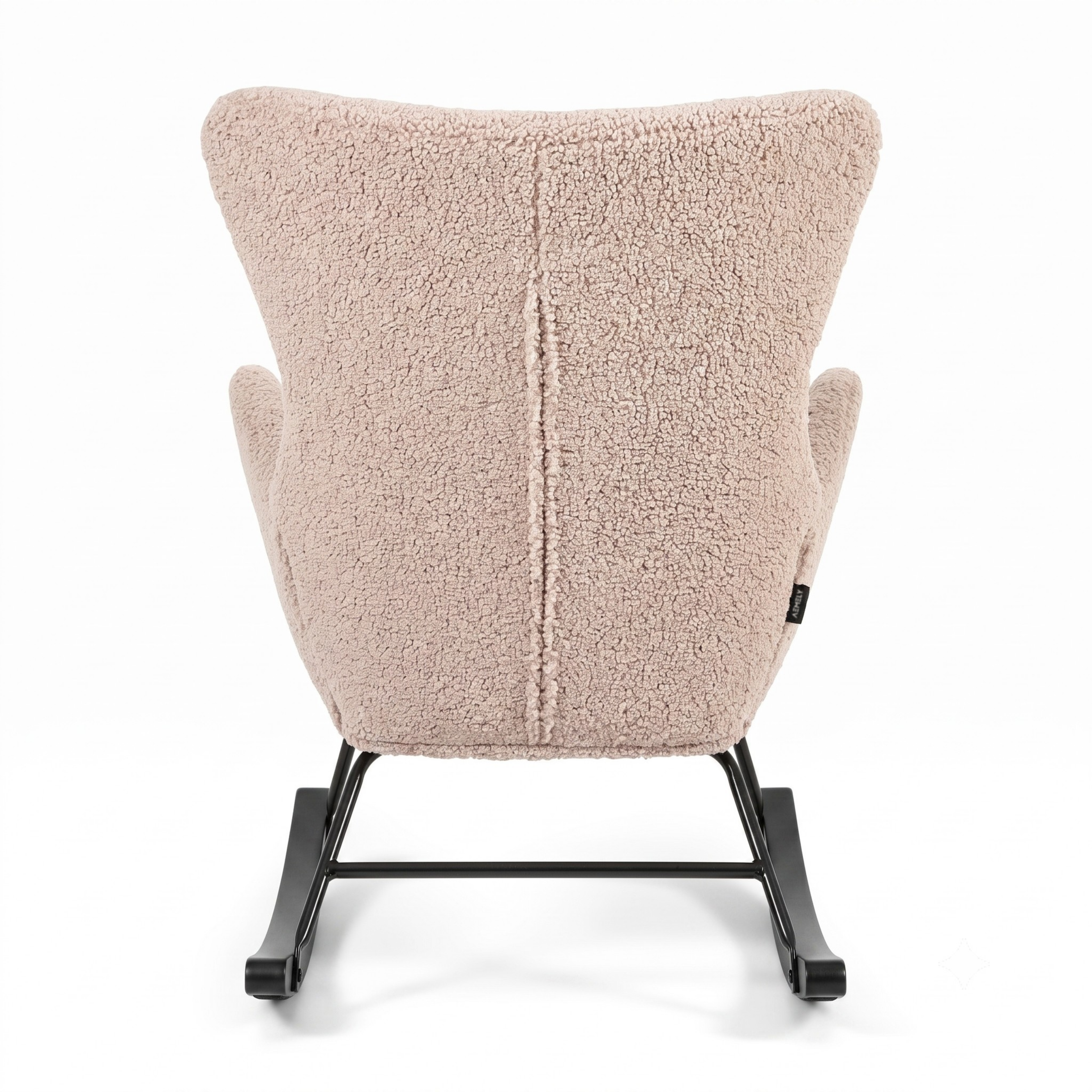 Aemely® Schaukelstuhl Nord - Beige Taupe Raw Teddy & schwarze Kufen
