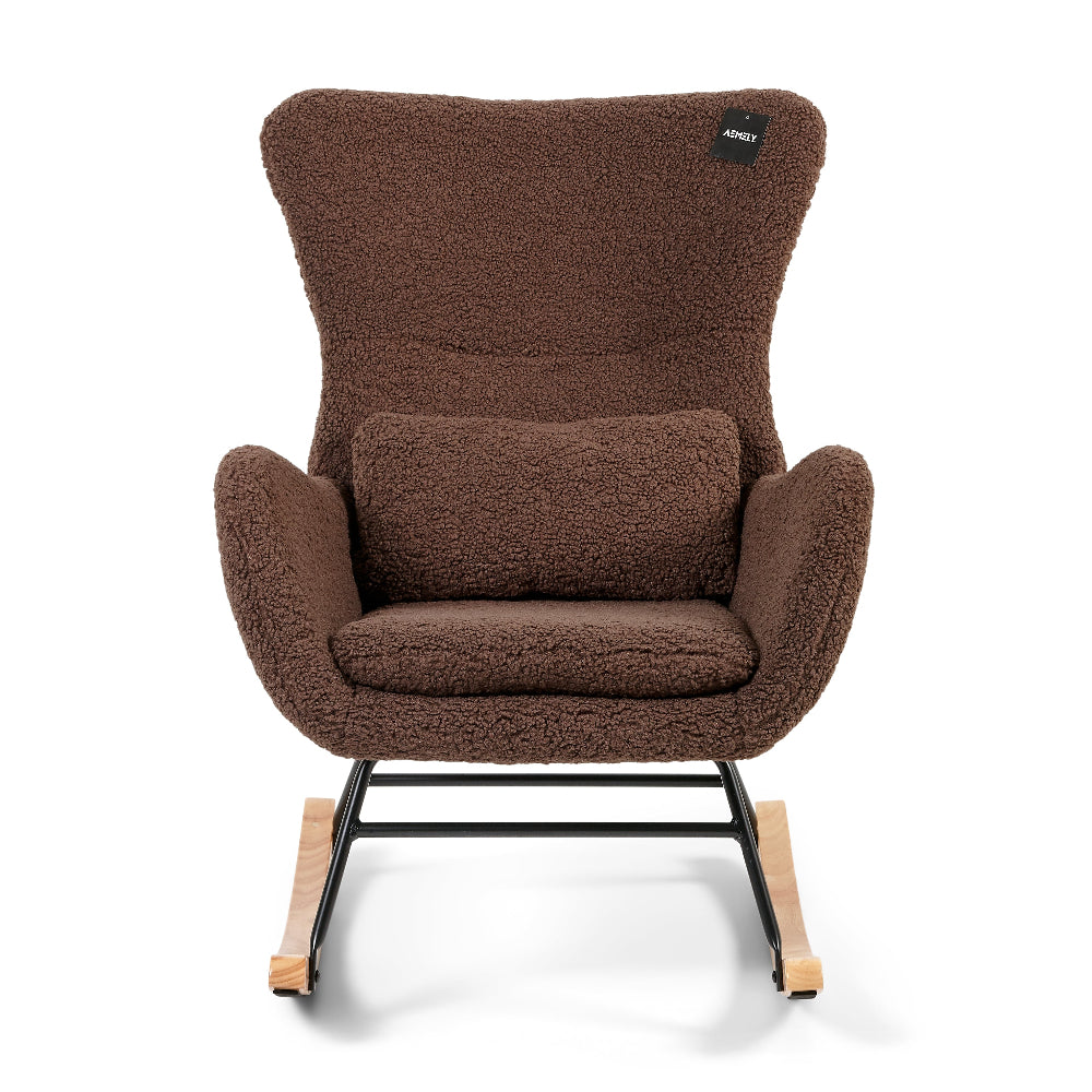 Aemely® Schommelstoel Nord - Bruin Raw Teddy & Blank Hout