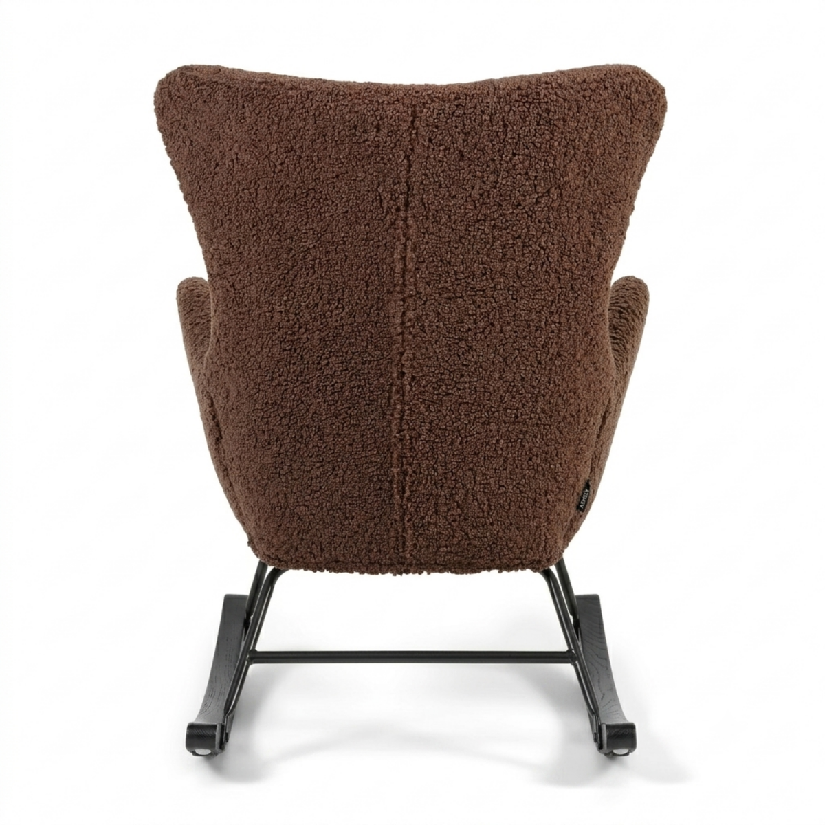 Aemely® Nord Rocking Chair – Brown Raw Teddy & Black Wood Runners