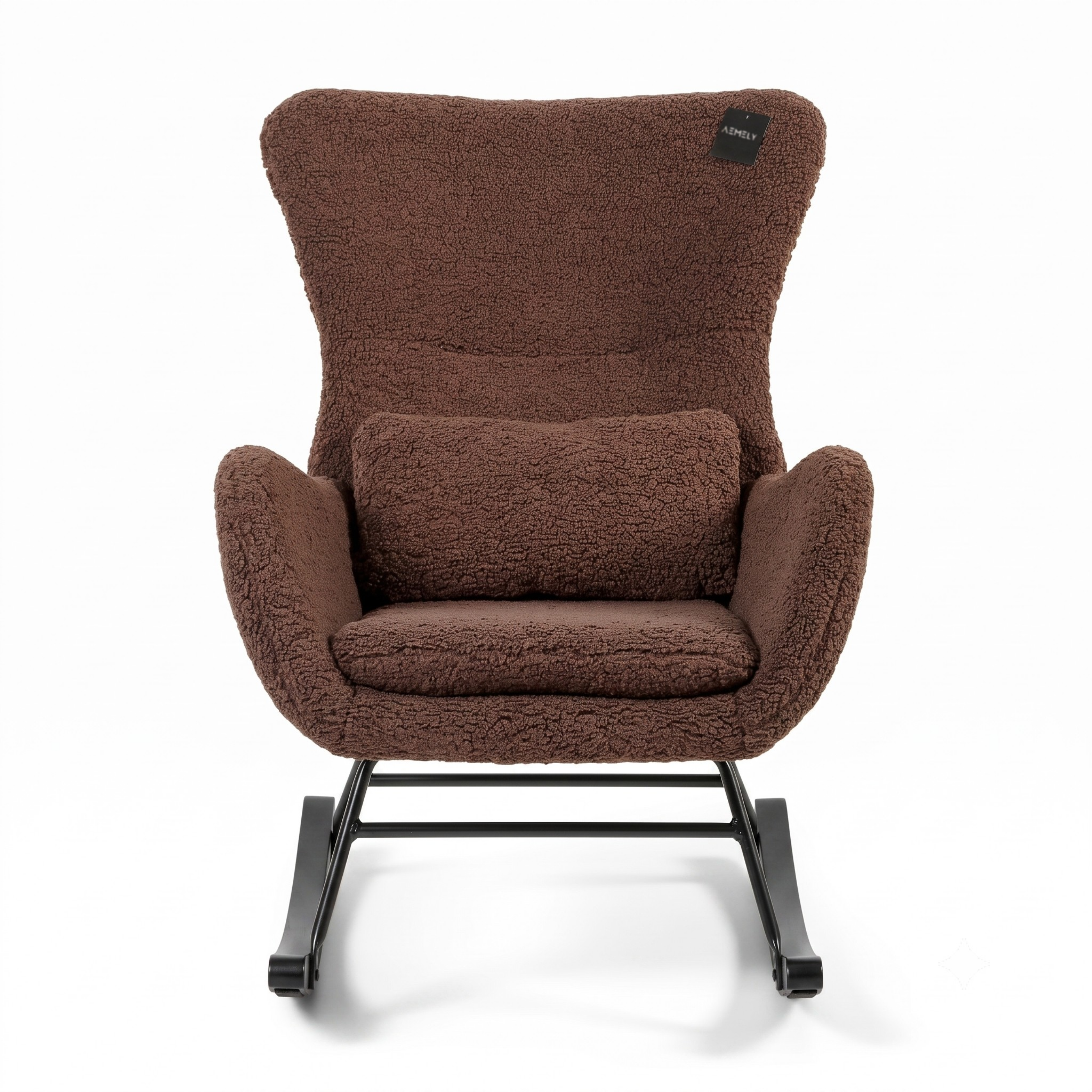 Aemely® Schommelstoel Nord - Bruin Raw Teddy & Zwart Hout