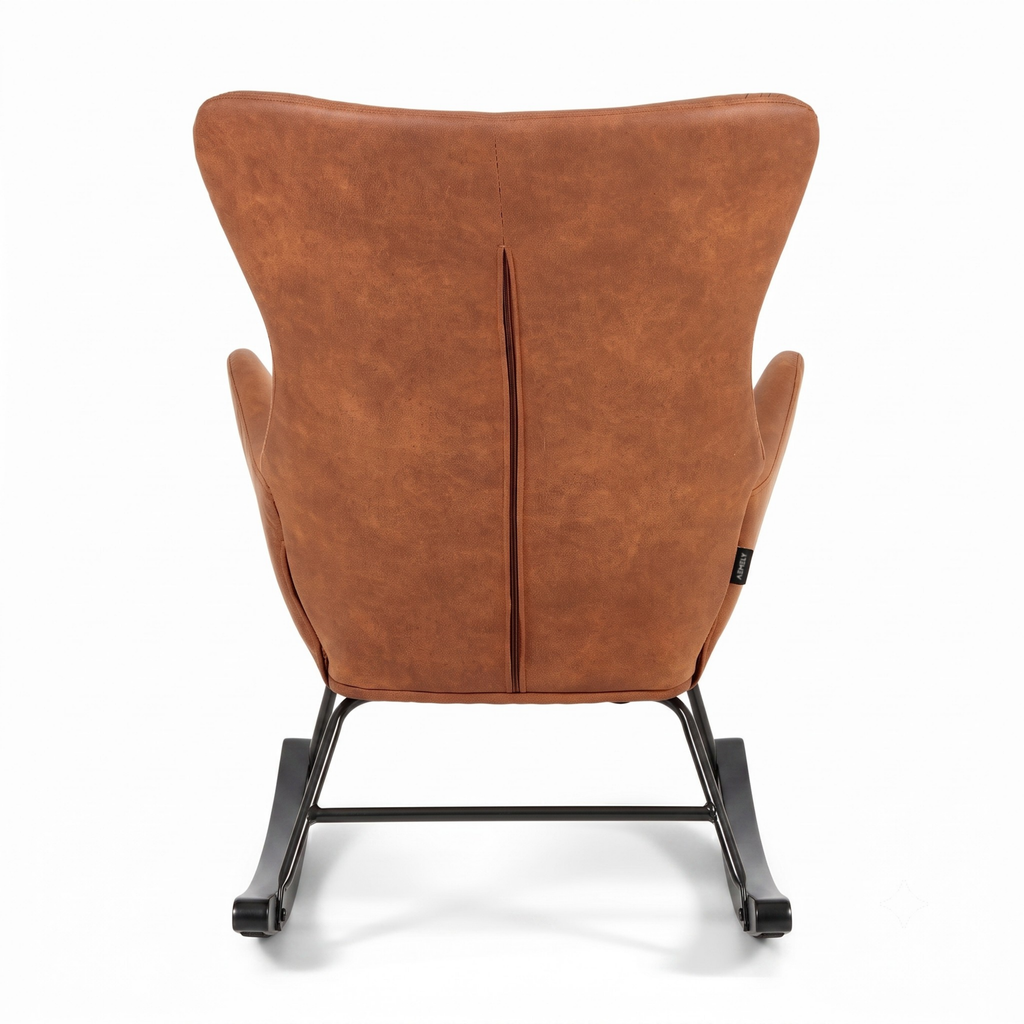 Aemely® Schaukelstuhl Nord - Cognac Mikrofaser & schwarze Kufen