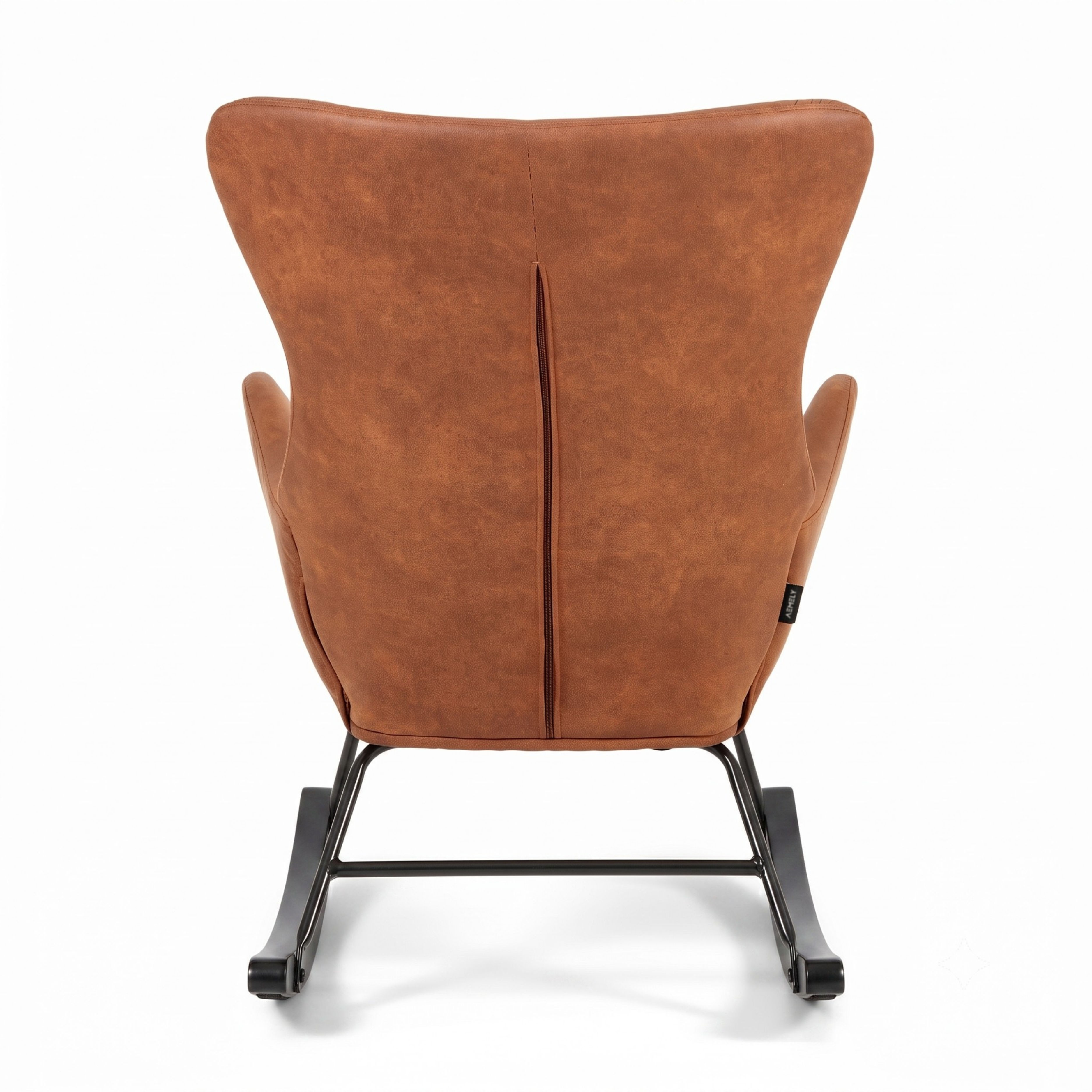 Aemely® Schaukelstuhl Nord - Cognac Mikrofaser & schwarze Kufen