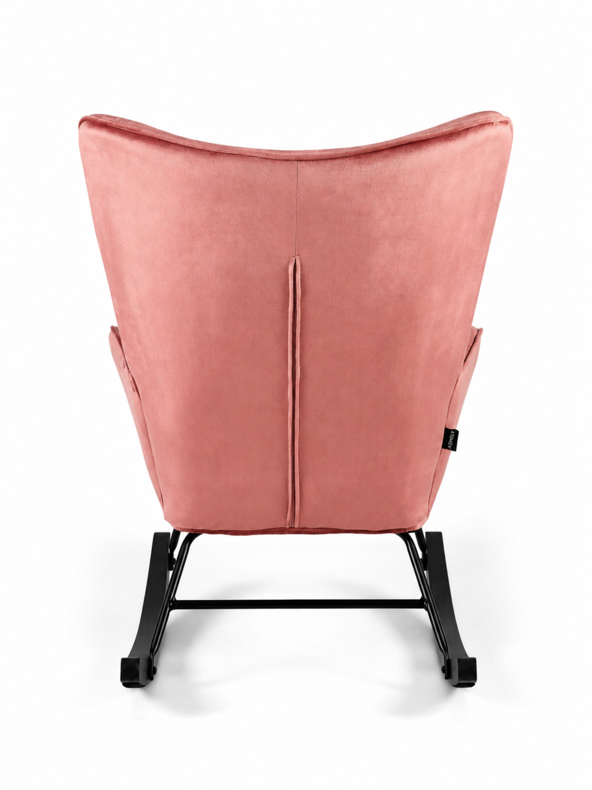 Aemely® Fauteuil à Bascule 'Steerne' - Velours Rose, Patins en Bois Noir