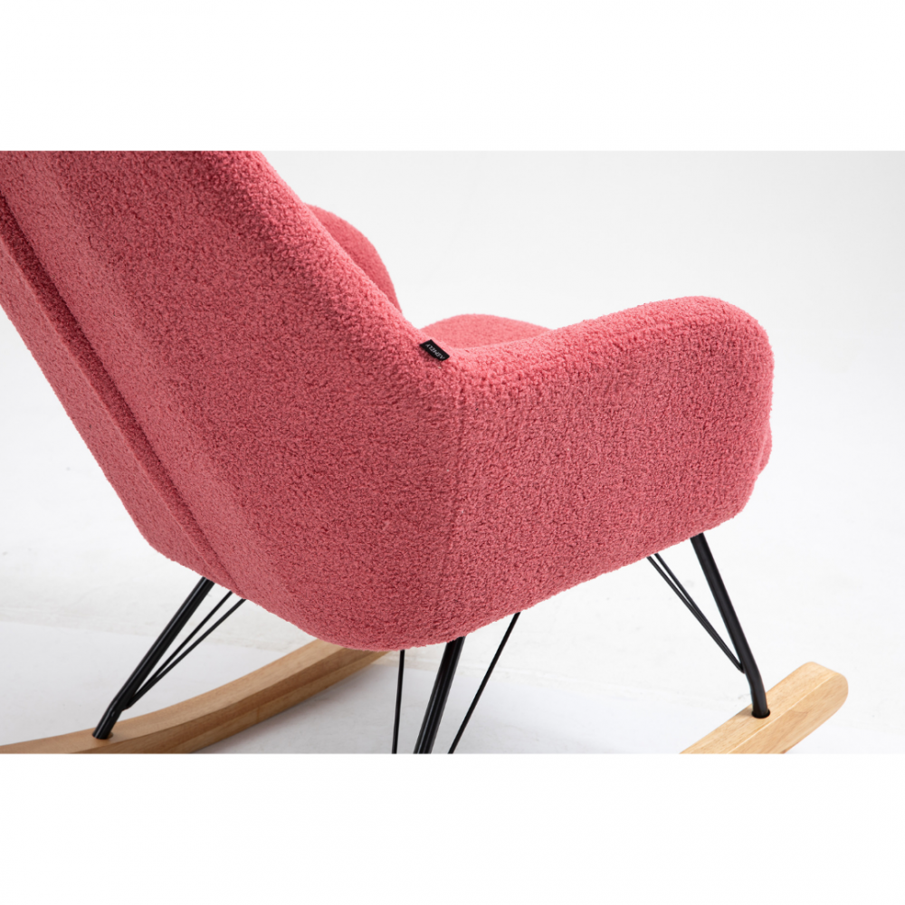 Aemely schommelstoel papa roze kunstschapenstof